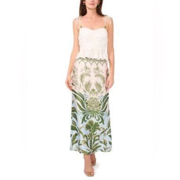 PARKER The Bell Maxi Skirt In Eggnog White and Green Size XXL NWOT - Picture 2 of 9